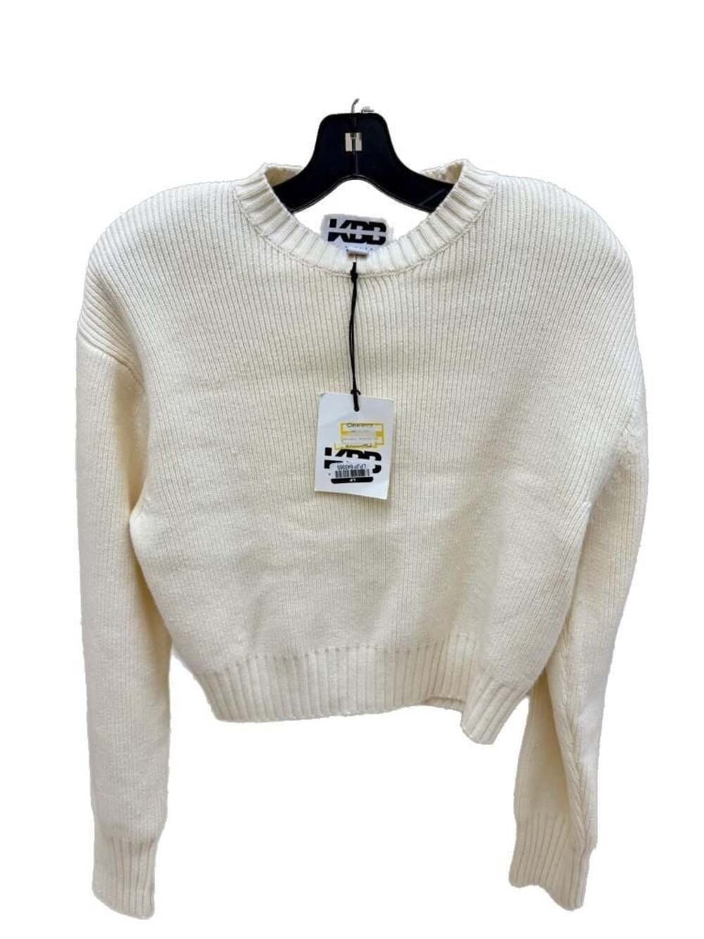 KBB by Kahlana Barfield Brown Cream Ribbed Cropped Sweater Size XS